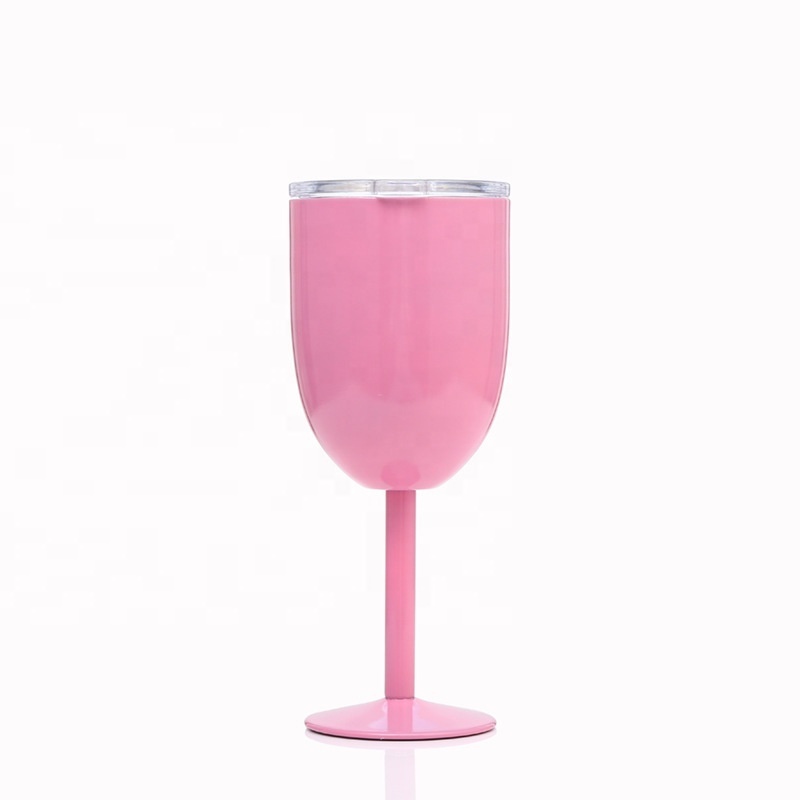 10 oz Customized Double Wall Glass Insulated Stemmed Wine Cup Stainless Steel Goblet