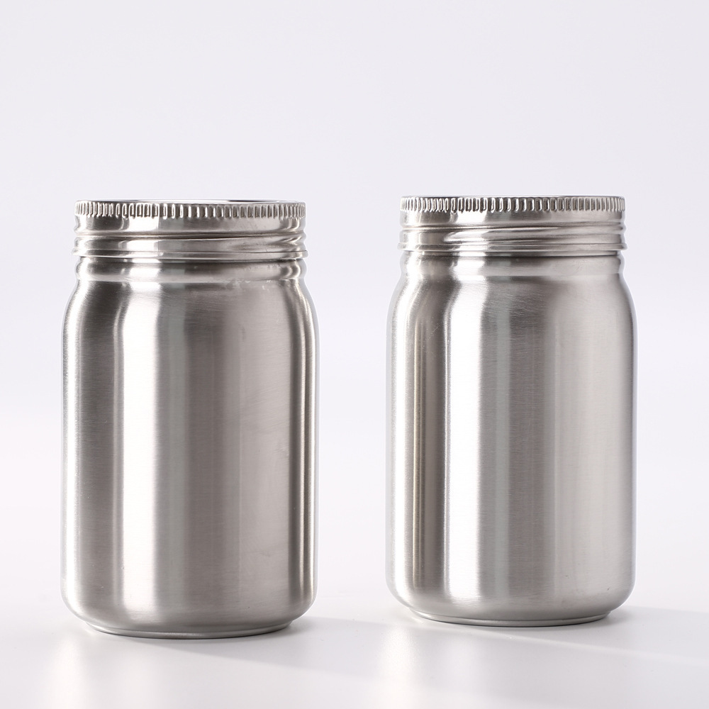 Wholesale promotional 16oz 500ml wide mouth double wall stainless steel mason jar with straw