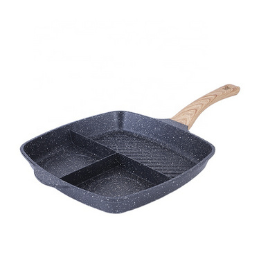 New product suitable for induction cooker gas stove steak household 3 in 1 grid medical stone non-stick frying pan