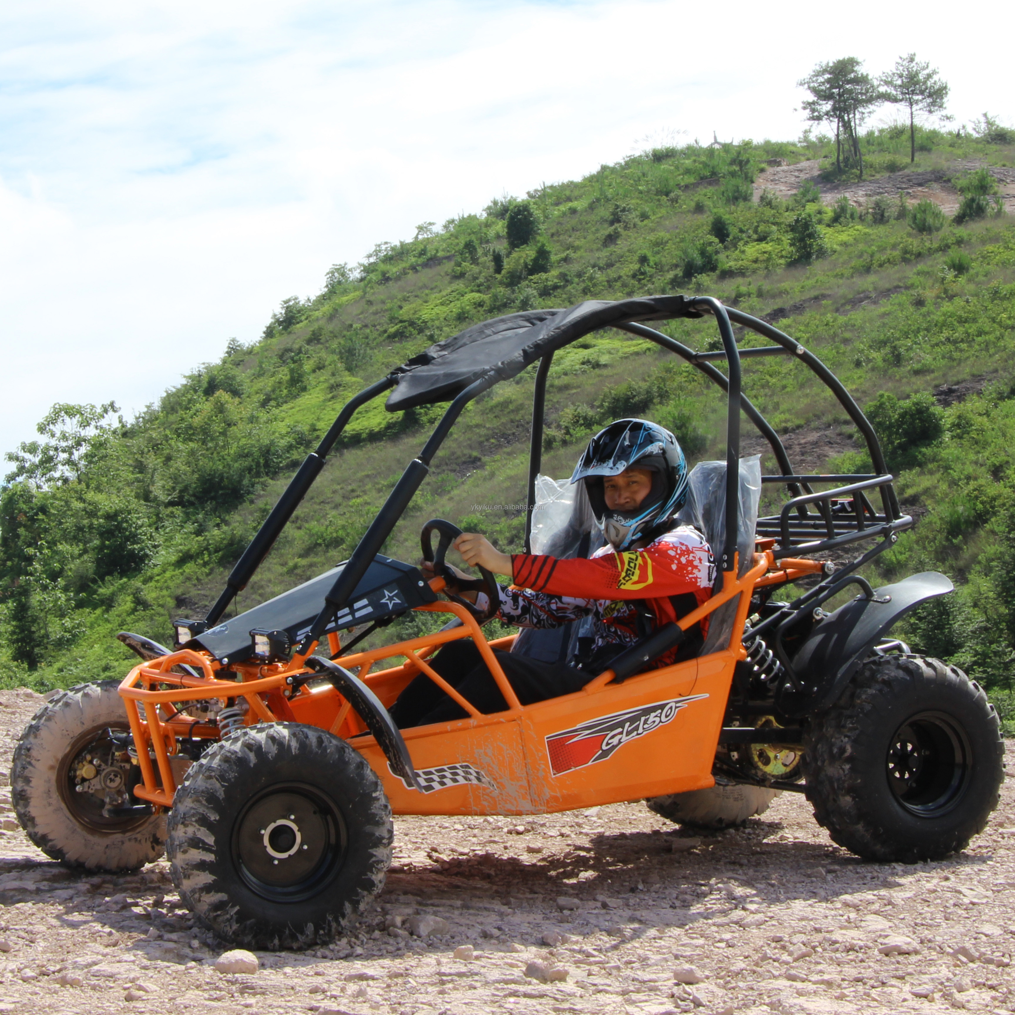 New 200cc 2-seat steering wheel ATV 4x4 sports go kart, automatic transmission engine all terrain off-road vehicle