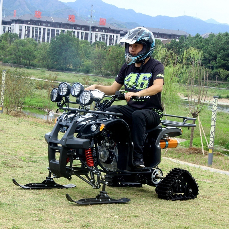 China Lengthen The Skateboard Snow Scooter 2-Wheel ATV With Sleigh 125cc Engine 4-shocks Adult Snowmobile With Track