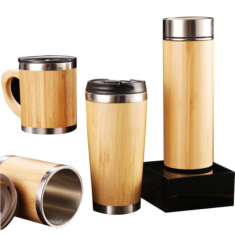 Premium Bamboo Thermos with Tea Infuser & Strainer 17oz Vacuum Insulated Stainless Steel Travel Tea Tumbler Infuser Bottle