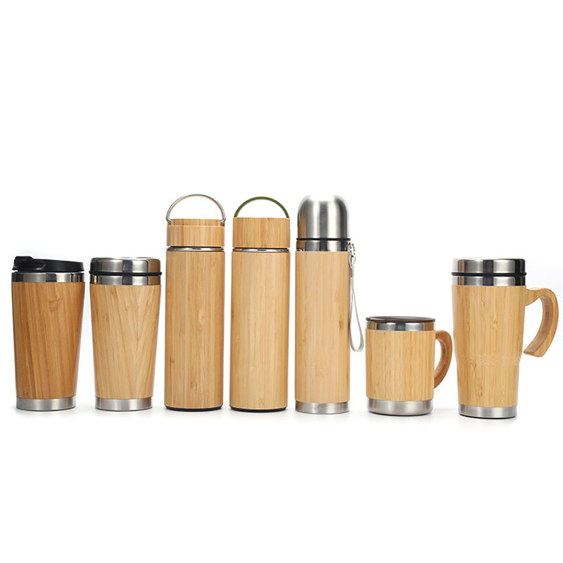 Premium Bamboo Thermos with Tea Infuser & Strainer 17oz Vacuum Insulated Stainless Steel Travel Tea Tumbler Infuser Bottle