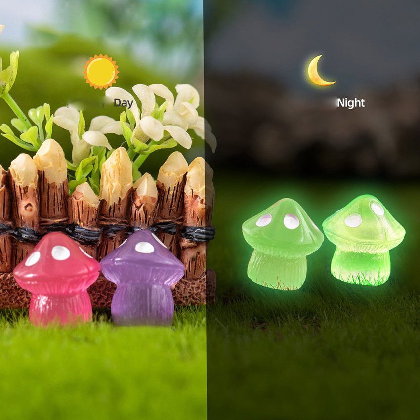 Luminous Miniatures Resin Craft DIY for Crystal Charm Accessories Ornament Glowing Mushroom Small World Fairy Garden Decoration