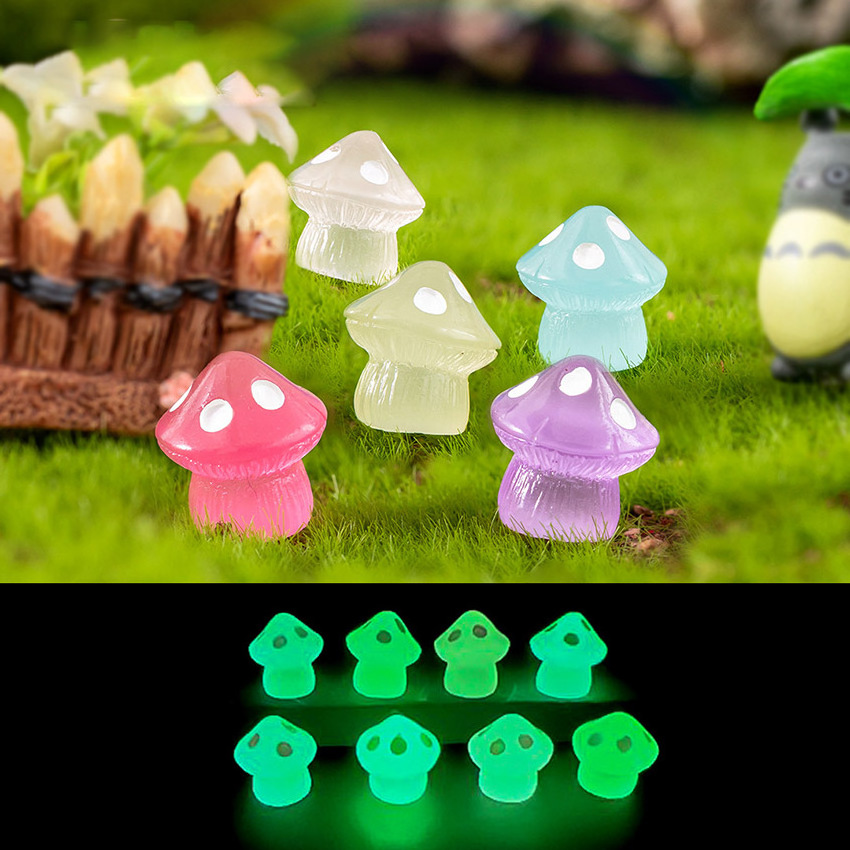 Luminous Miniatures Resin Craft DIY for Crystal Charm Accessories Ornament Glowing Mushroom Small World Fairy Garden Decoration