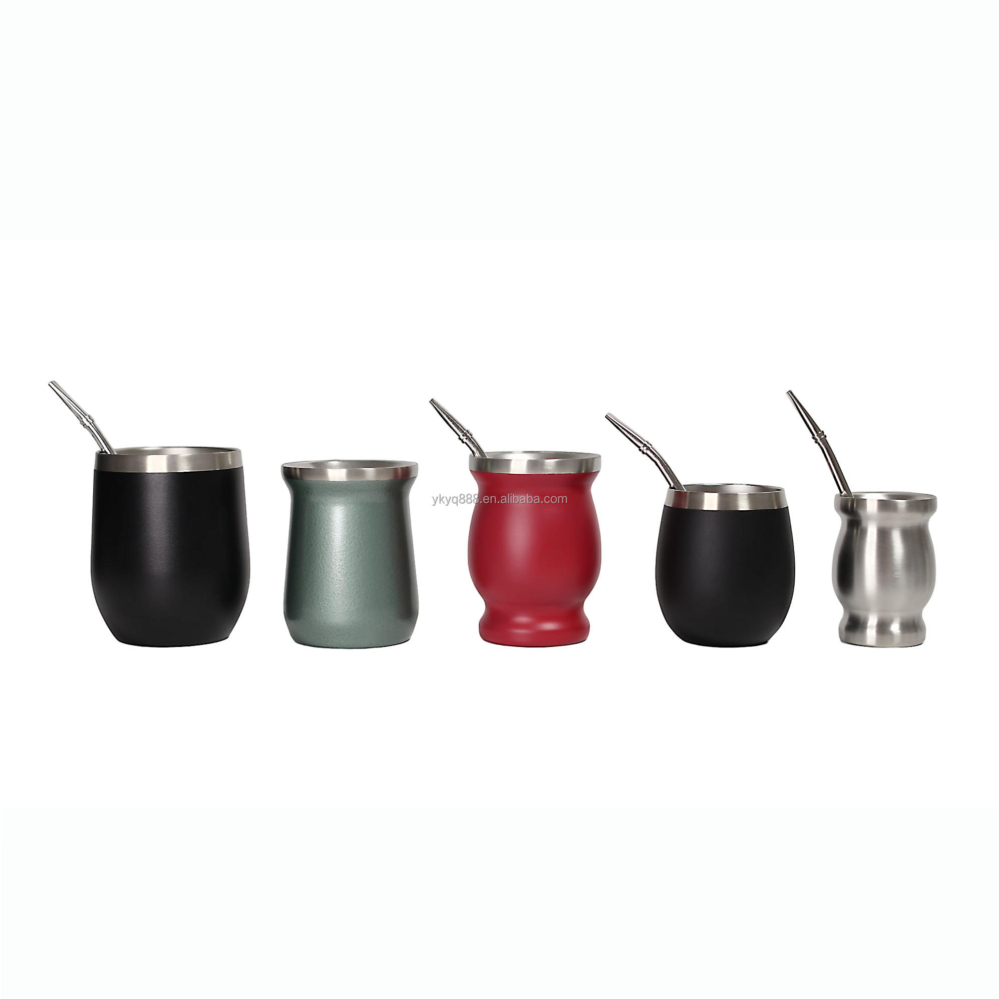 Best price 8oz Mate Cup Bombilla Mate Gourd Double Wall Stainless Steel Yerba Mate Tea Cup with Metal straw spoon