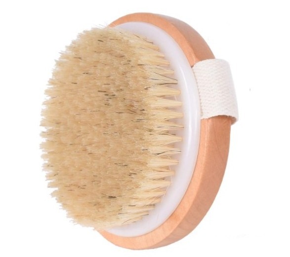 Wholesale Bath Brushes Sponges Scrubbers Custom Dry Body Brush Exfoliating Round Wooden Brush To Exfoliate Spa Bath Supplies