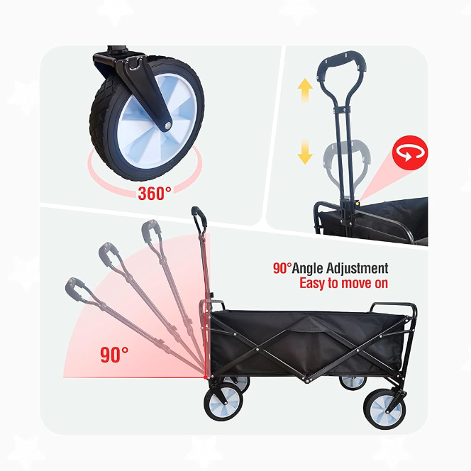 2023 Simple Design Black Folding Fruit Cart Housekeeping New Design Golf Cheap Shopping Cart with Wheels