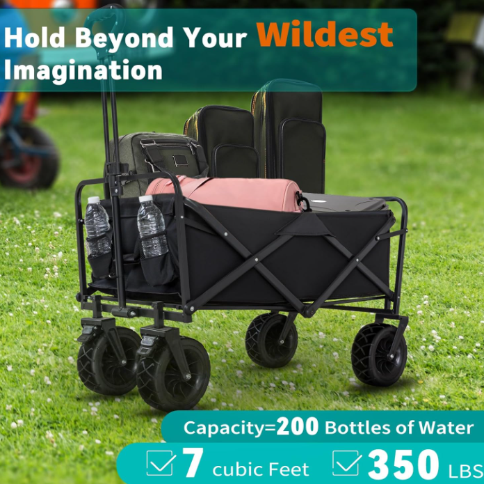 2023 Collapsible Large Capacity Candy Wheel Folding Street Vending Cart with Universal Wheels for Kids Dogs