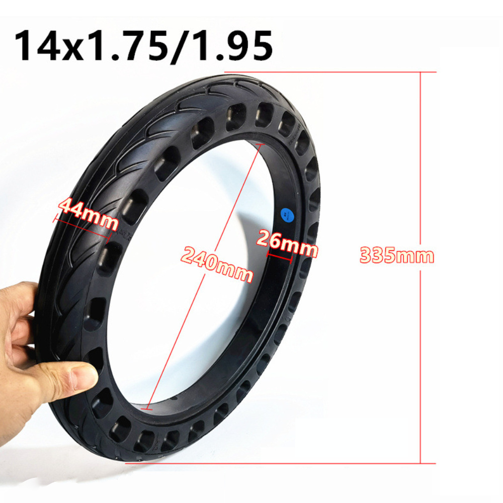 14 Inch 14x1.75 14x1.95 Honeycomb Airless Solid Tire Hollow Tubeless Tyres for Electric Scooter Bicycles Driver