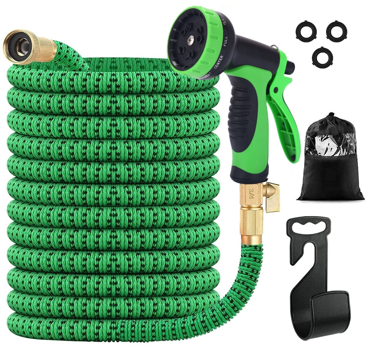 100 ft Garden Hose Flexible Garden Hose Quick Connector Solid Brass for Personal Garden Watering and Car Washing