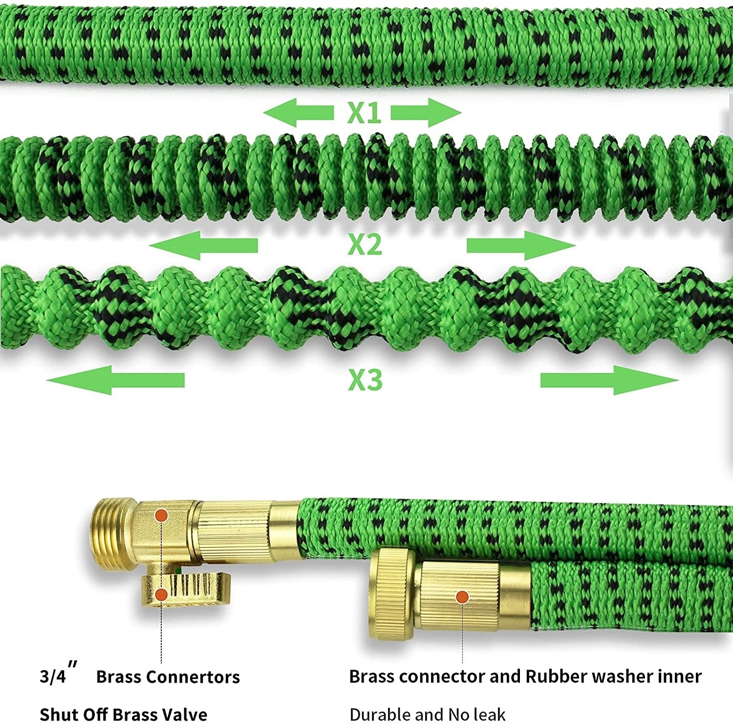 100 ft Garden Hose Flexible Garden Hose Quick Connector Solid Brass for Personal Garden Watering and Car Washing