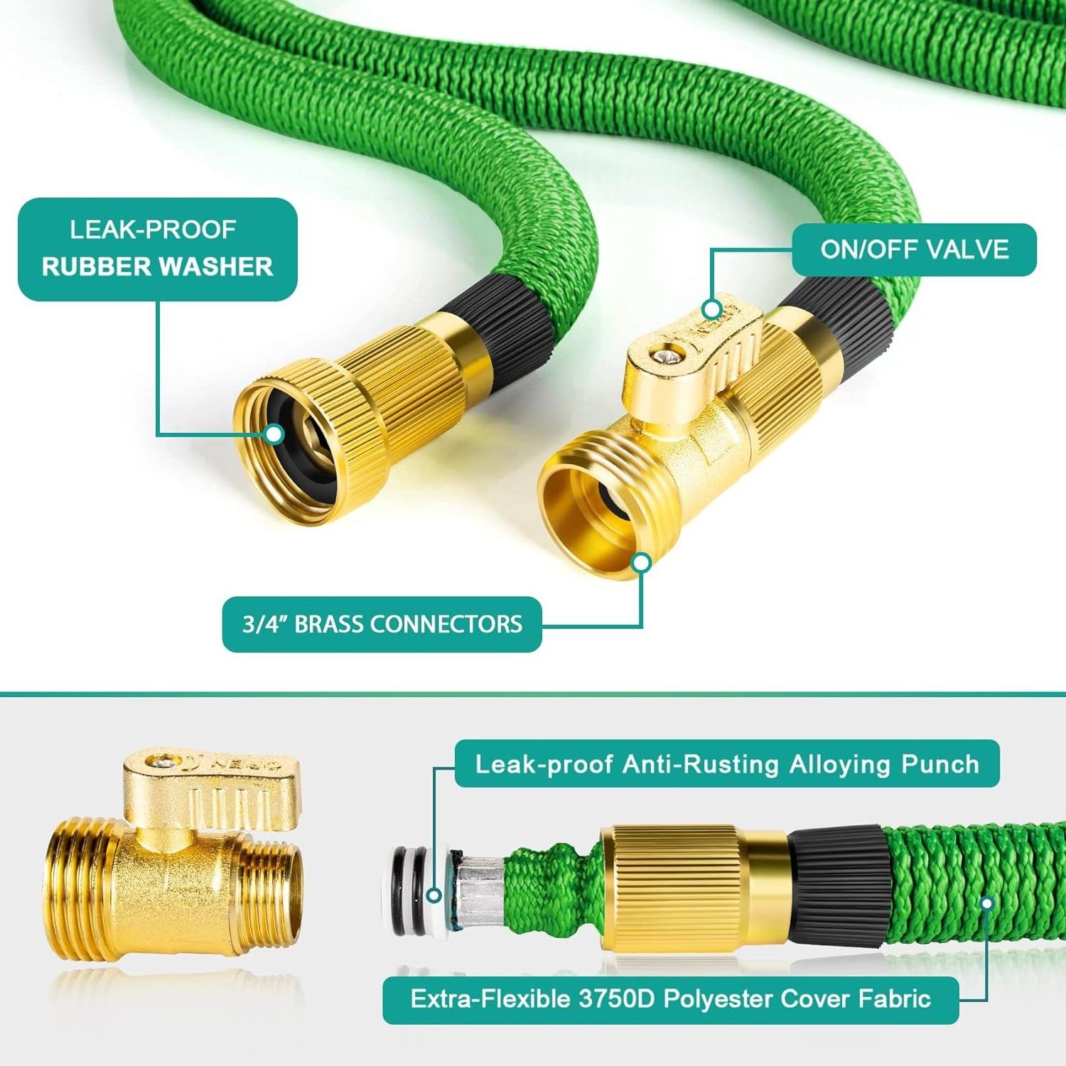 popular ANSI thread aluminum adapter expendable magic hose pipe with metal garden hose valve