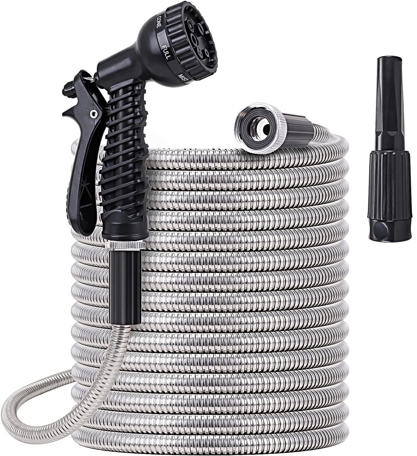 Hot Sale 304 Stainless Water Pipe 25ft 50ft 75ft 100ft Flexible Metal Garden Watering Hose garden hose with stainless steel ends