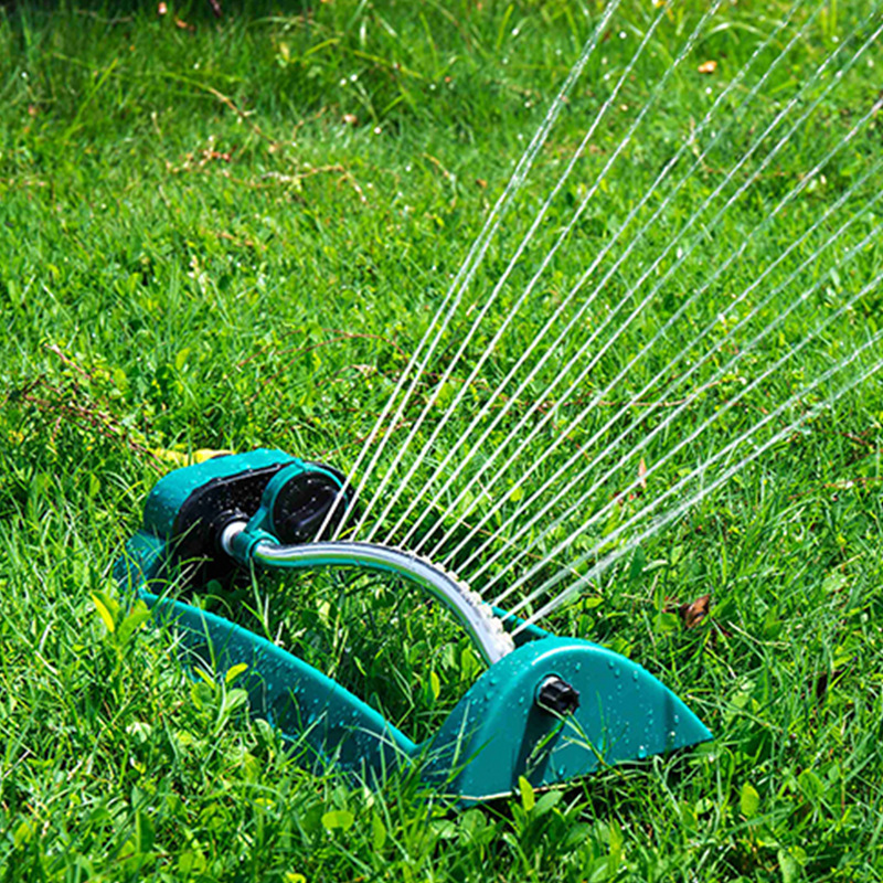 15 Holes Adjustable Irrigation Sprinkler Water Oscillating Sprinkler Rotating Lawn Garden Sprinklers