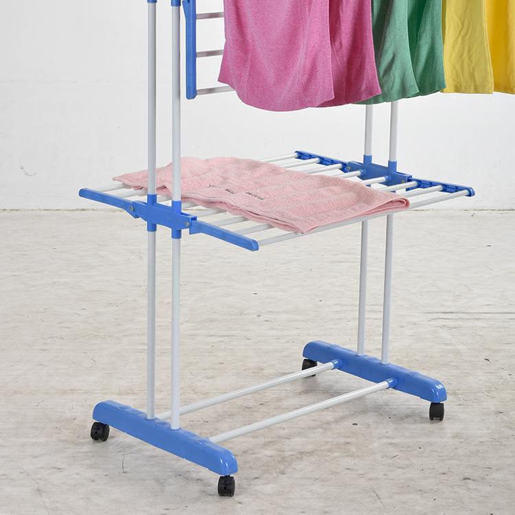 New design 3 tier airer Retractable stainless steel foldable garment cloths dryer rack with wheels