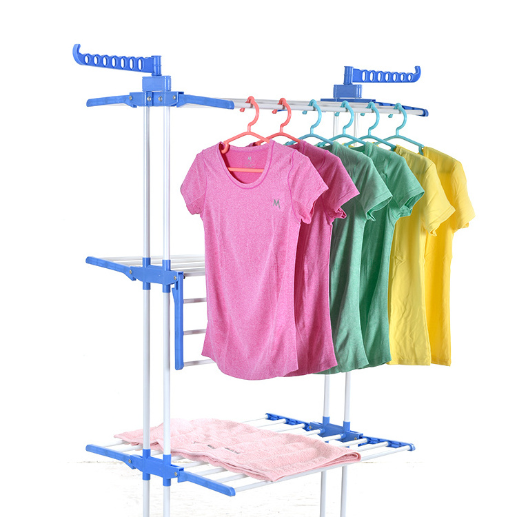 New design 3 tier airer Retractable stainless steel foldable garment cloths dryer rack with wheels