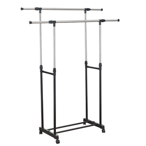 High quality doible pole heavy duty garment rack Stainless steel hanger clothes drying rack