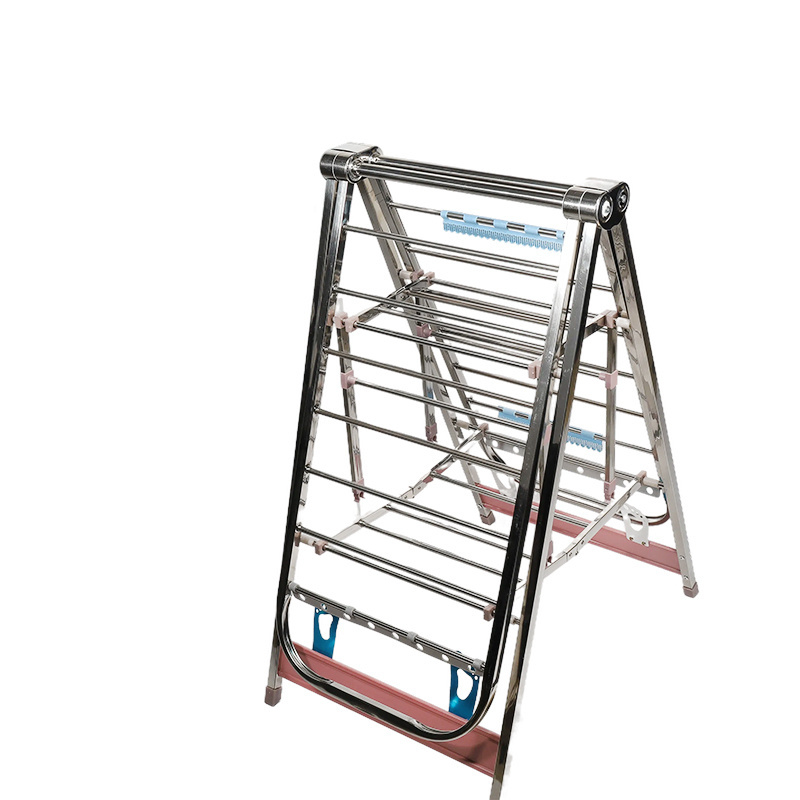 Space-Saving Laundry Rack 2 Tier Iron Steel Material foldable clothes drying rack