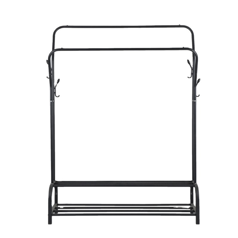 Metal Double Pole Clothes Hanger Coat Stand percheros para ropa clothing rack with bottom shelf