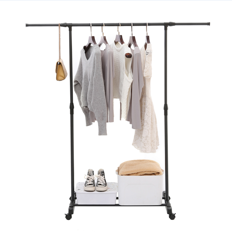 High quality clothes hanger indoor free standing garment rack with shoe rack