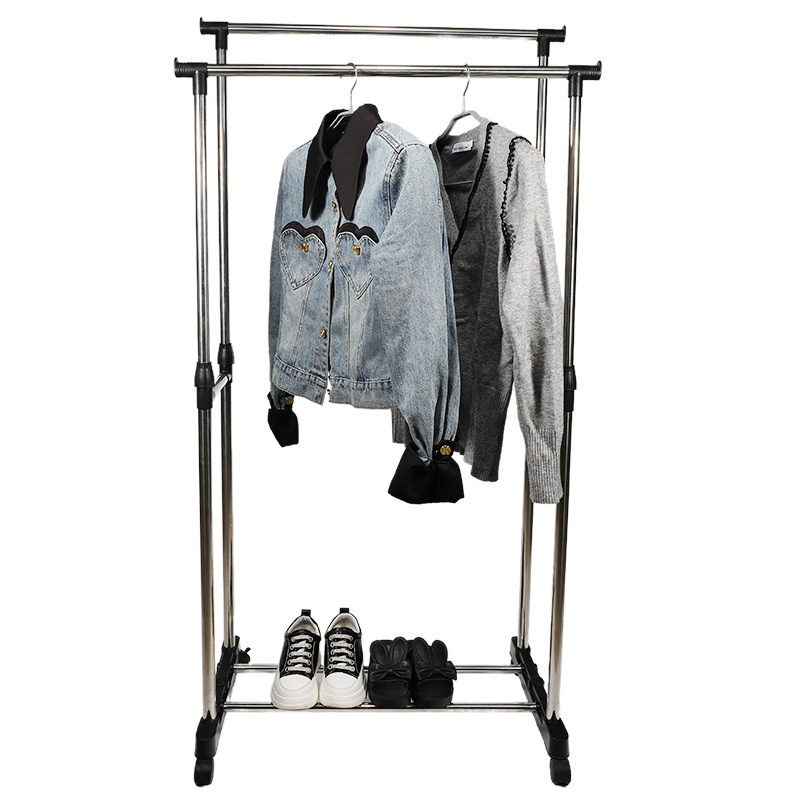 Double Rod Stainless Steel Garment Racks Adjustable Clothing Store Display Rack hangers clothes hanger