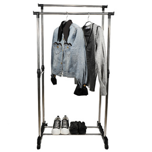 Double Rod Stainless Steel Garment Racks Adjustable Clothing Store Display Rack hangers clothes hanger