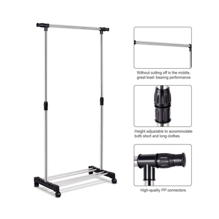 New product single garment rack portable clothes hanger rack with shelves