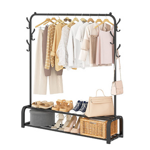 Metal Frame Multi Function Garment Rack Coat Storage Rack Hanger Hooks Stand clothes rack