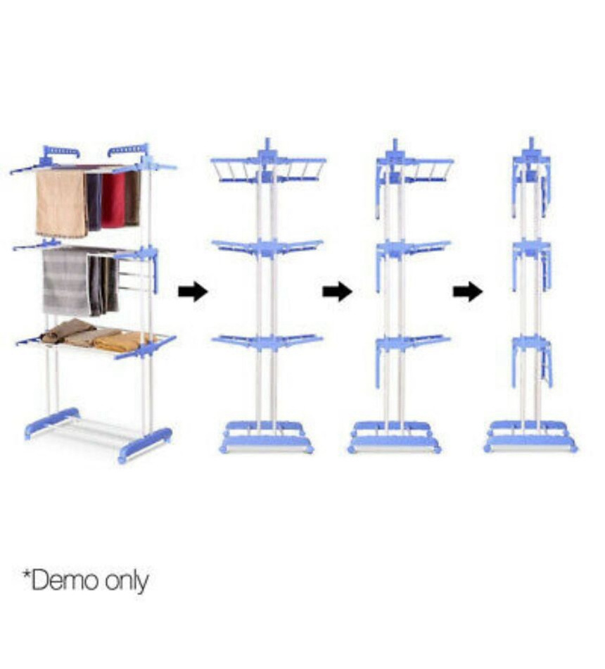 Versatile free standing towel rack hanging clothes 3 tier drying rack clothes