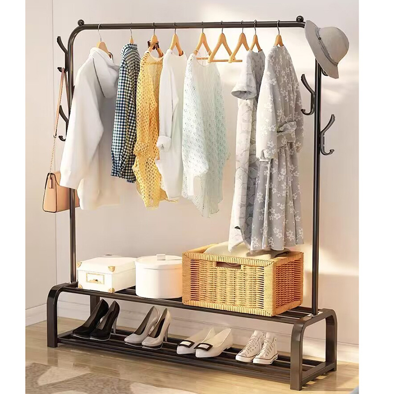 Metal Frame Multi Function Garment Rack Coat Storage Rack Hanger Hooks Stand clothes rack