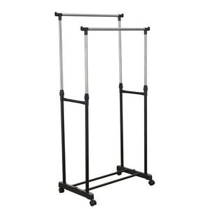 Movable Portable Double Pole Garment circular wholesale display metal clothing rack