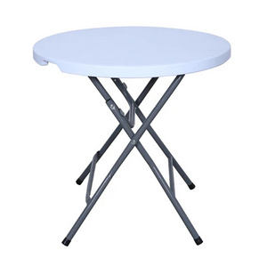 Customized Wholesale 80cm 4-6 Persons Lightweight Portable Outdoor Camping Hdpe Folding Round Table Cocktail Plastic Bar Tables