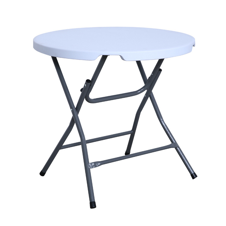 Customized Wholesale 80cm 4-6 Persons Lightweight Portable Outdoor Camping Hdpe Folding Round Table Cocktail Plastic Bar Tables