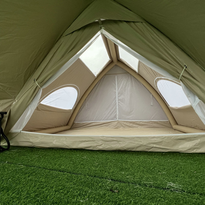 High Quality Oxford Fabric Air Tube Bell Tent Blow Up Tourist House Camping Tent Outdoor Portable Inflatable House Tent