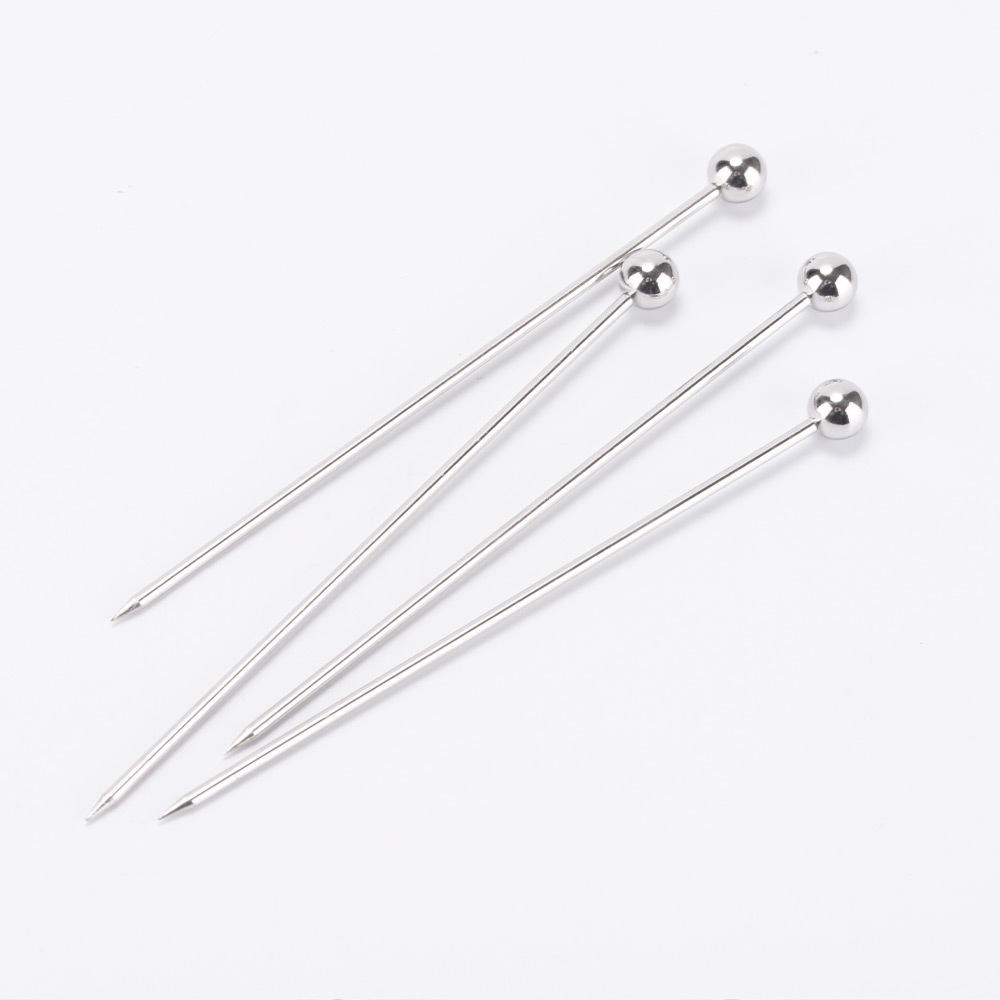 Stainless Steel Fruit Needle Reusable Metal Cocktail Olive Picks