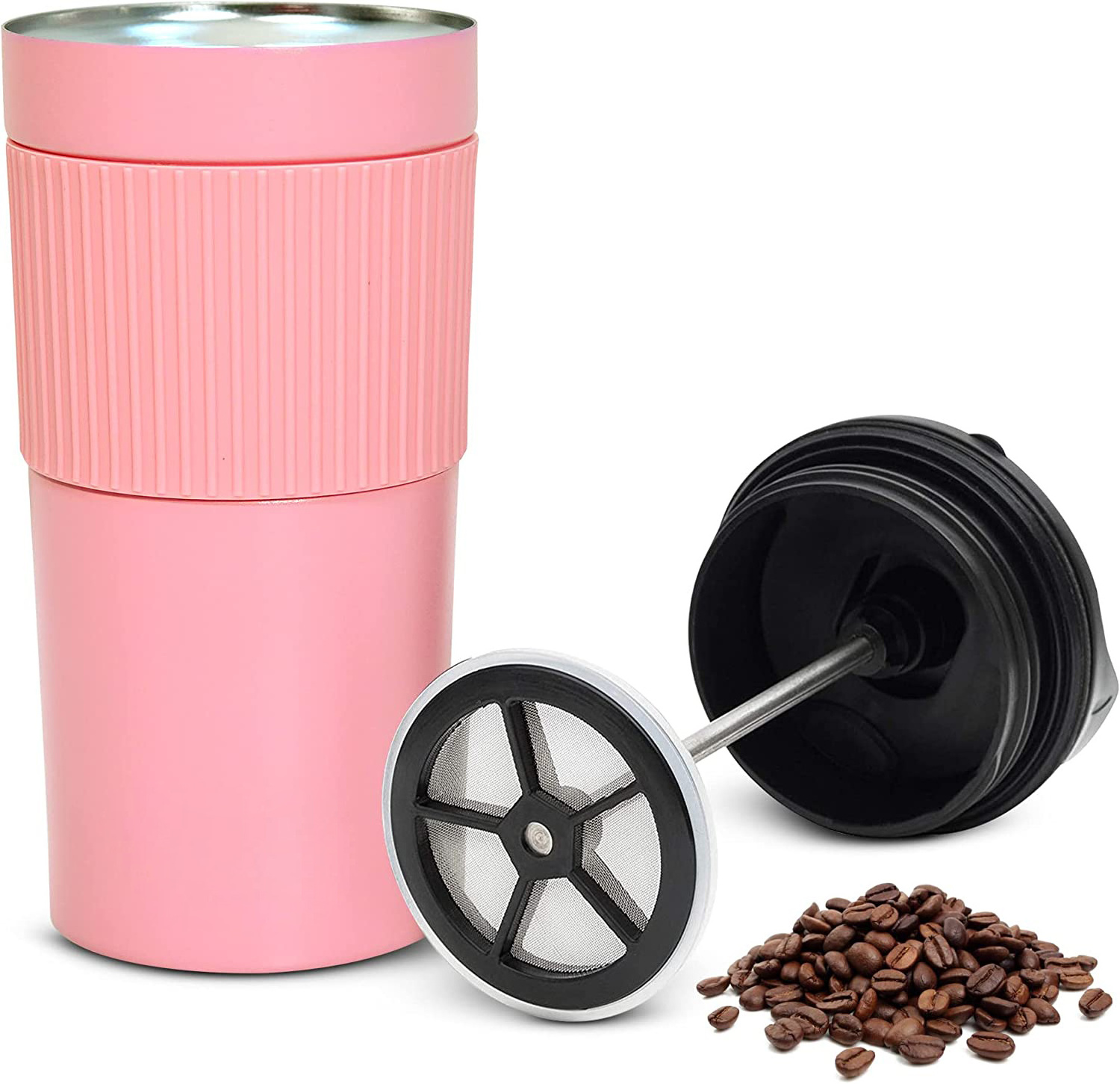 12oz 350ML Travel Vacuum Insulated Coffee French Press Mug,Tumbler With Coffee Press Plunger. Tea Press Hot Or Cold Brew