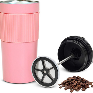 12oz 350ML Travel Vacuum Insulated Coffee French Press Mug,Tumbler With Coffee Press Plunger. Tea Press Hot Or Cold Brew