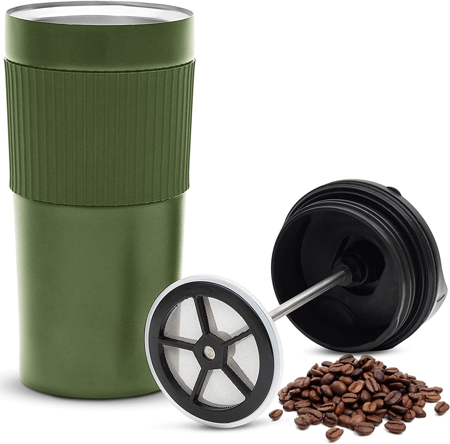 12oz 350ML Travel Vacuum Insulated Coffee French Press Mug,Tumbler With Coffee Press Plunger. Tea Press Hot Or Cold Brew