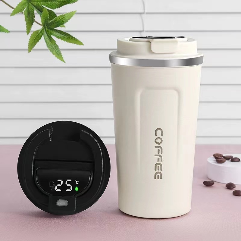 wholesale led temperature display double wall stainless steel insulated smart travel coffee mug