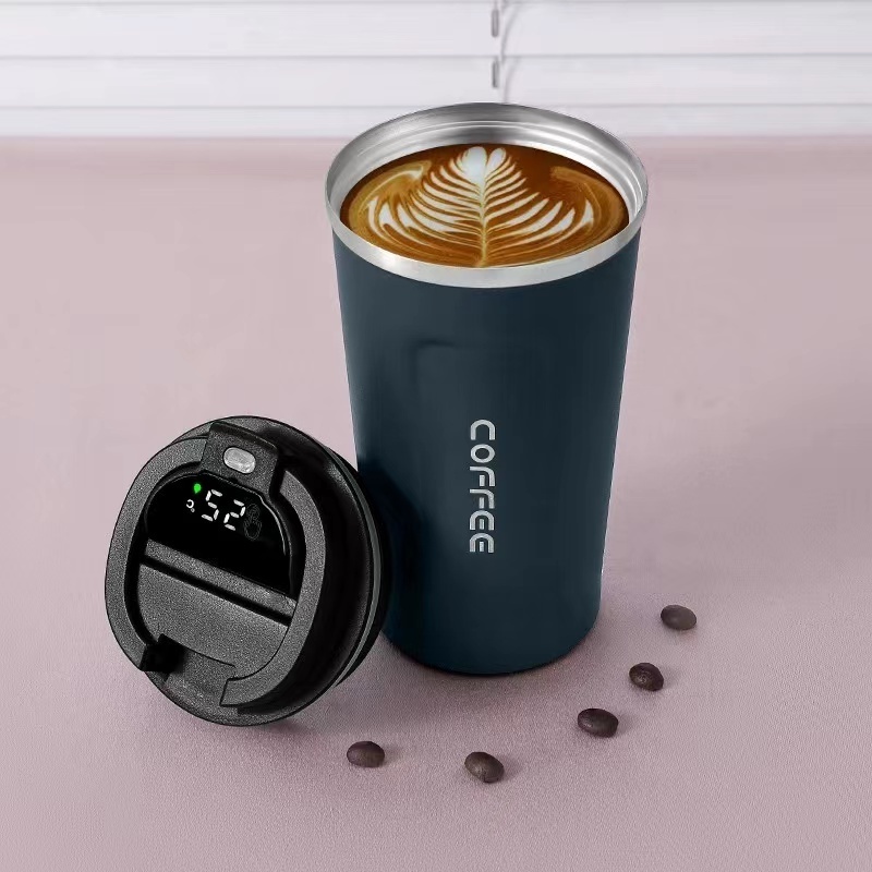 wholesale led temperature display double wall stainless steel insulated smart travel coffee mug