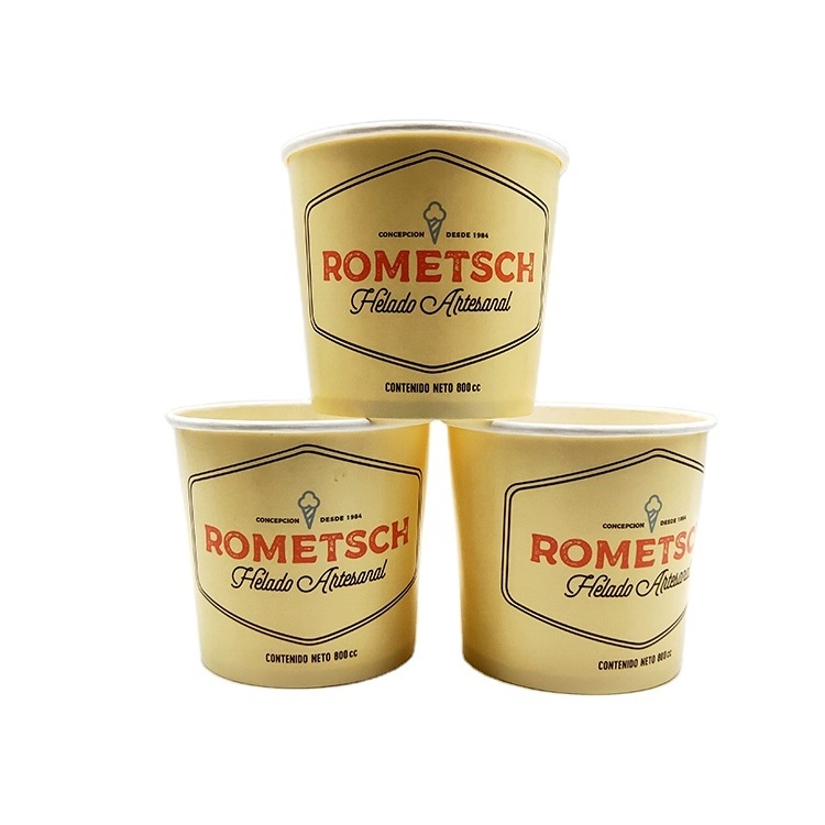 32 OZ custom logo yogurt cup filling compostable gelato ice cream paper cups ice cream disposable paper cup with cover