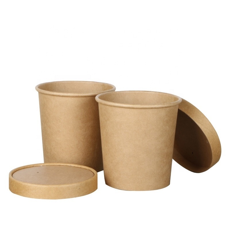 disposable kraft soup paper bowl 8oz paper soup cup microwave soup bowl packaging compostable paper salad bowl