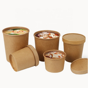 disposable kraft soup paper bowl 8oz paper soup cup microwave soup bowl packaging compostable paper salad bowl