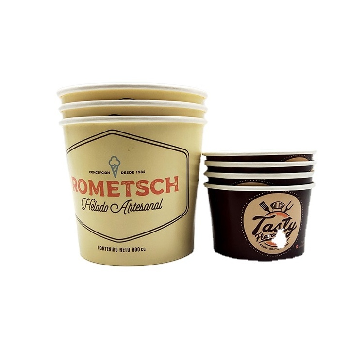 32 OZ custom logo yogurt cup filling compostable gelato ice cream paper cups ice cream disposable paper cup with cover