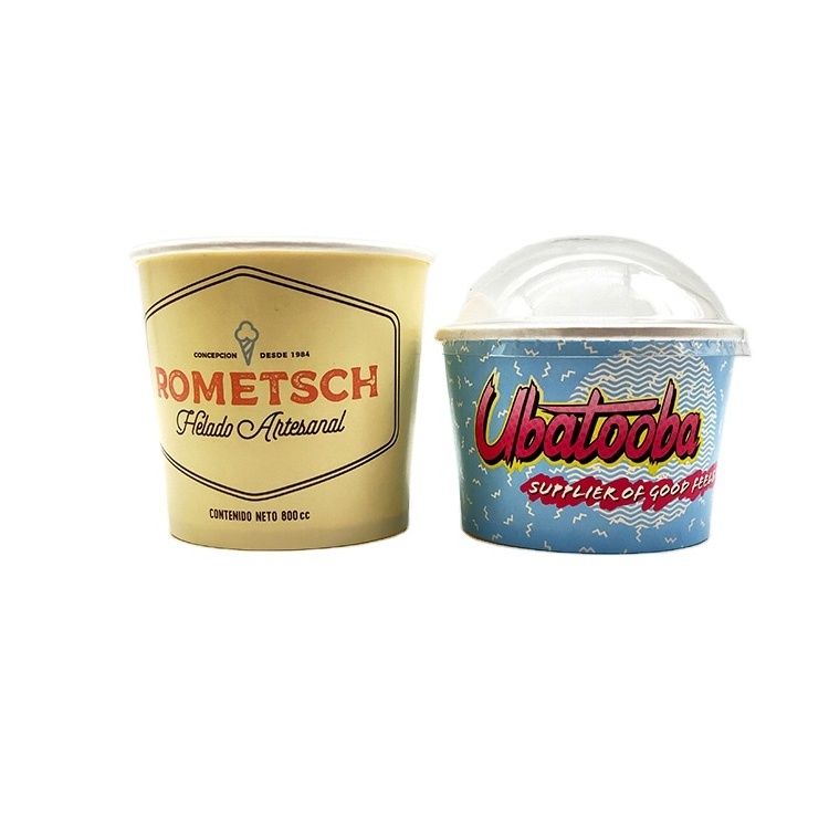 32 OZ custom logo yogurt cup filling compostable gelato ice cream paper cups ice cream disposable paper cup with cover