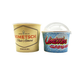 32 OZ custom logo yogurt cup filling compostable gelato ice cream paper cups ice cream disposable paper cup with cover