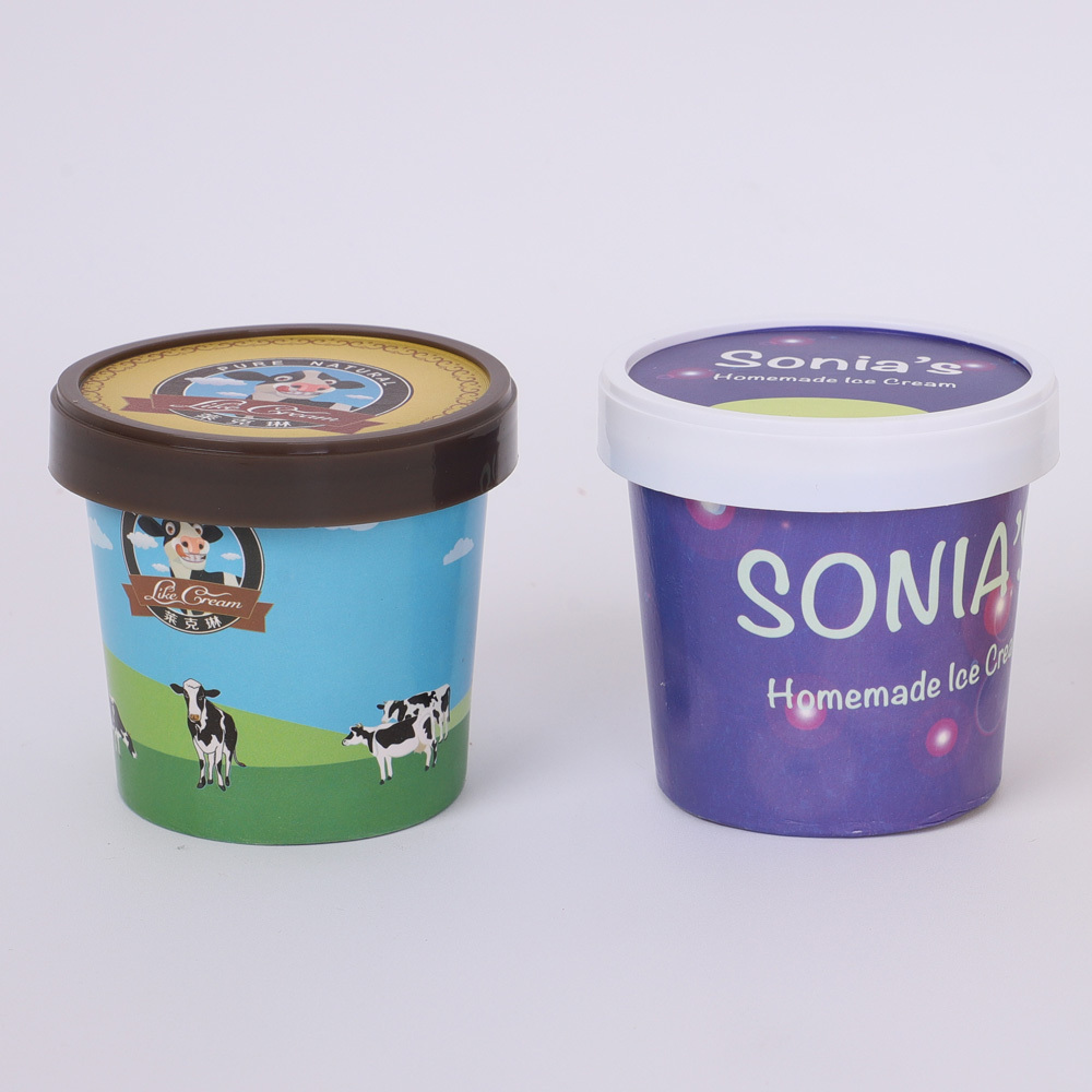 Custom Logo Printing 500Ml  Disposable 100Ml Cups With Lid Ice Cream Paper Cup