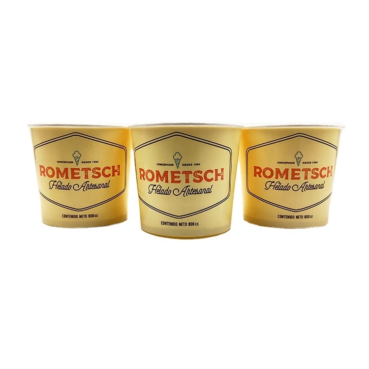 32 OZ custom logo yogurt cup filling compostable gelato ice cream paper cups ice cream disposable paper cup with cover