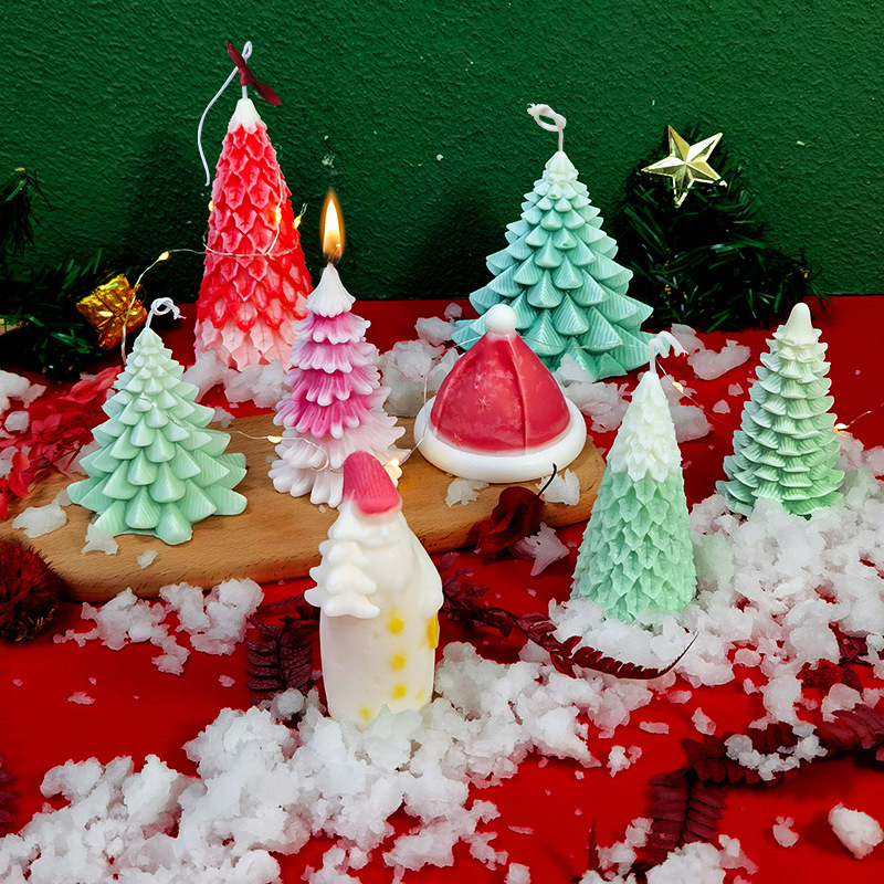 3D Christmas Candle Molds Silicone Mold Creative DIY Santa Claus Christmas Tree Aromatherapy Candle Plaster Decoration Mold